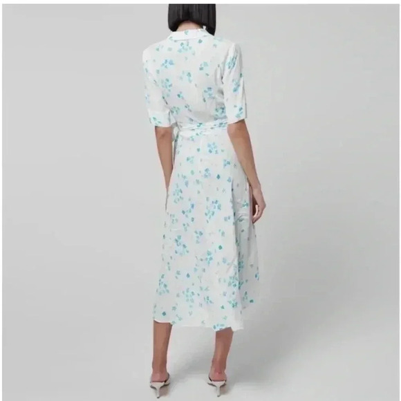 NWT Ganni Printed Crepe Wrap Dress Size 0 - Picture 2 of 16